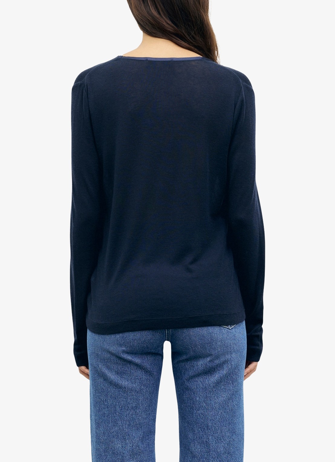 Gerard Darel Belen longsleeve in wolblend met V-hals - achterkant 4 donkerblauw