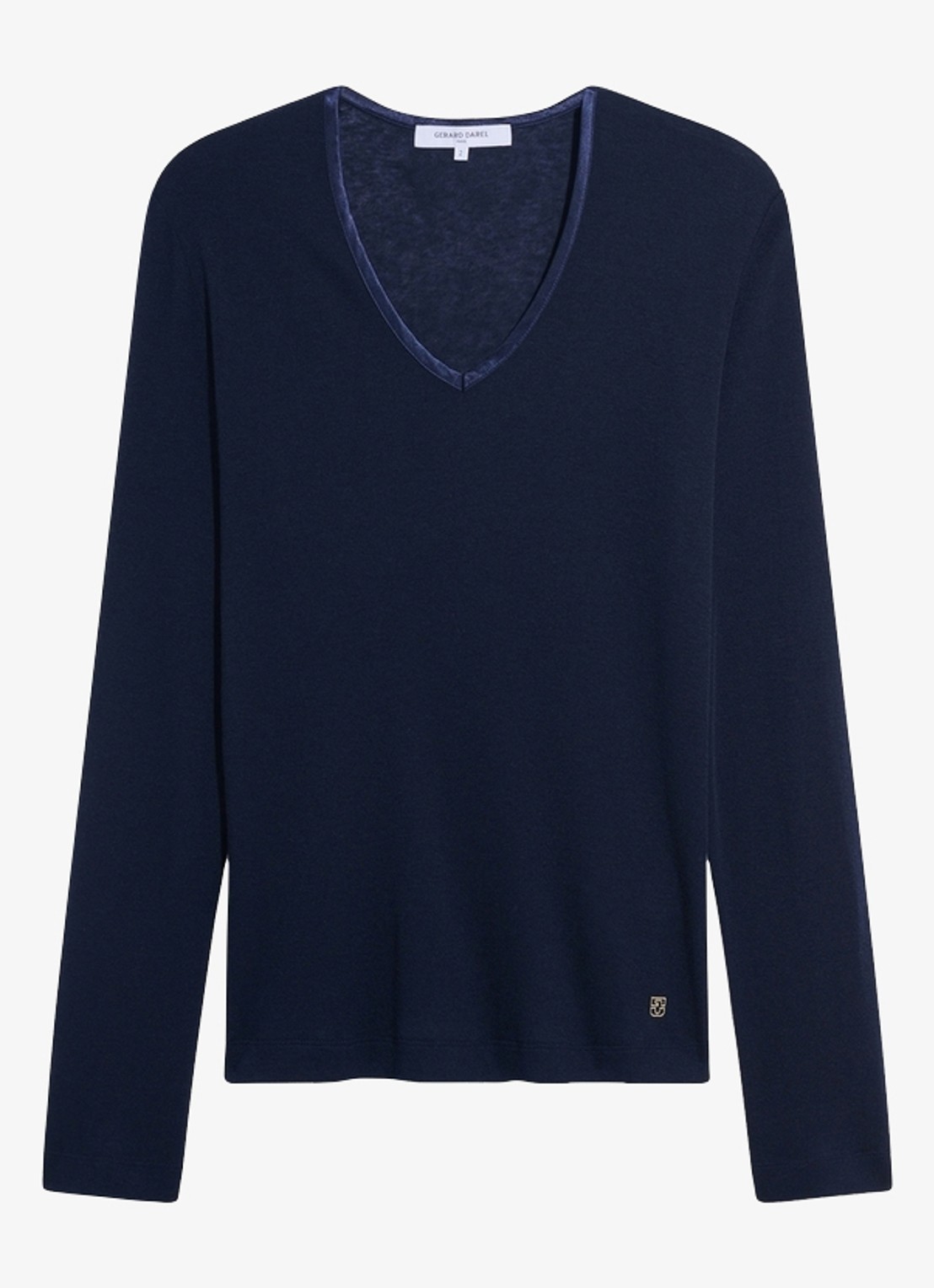 Gerard Darel Belen longsleeve in wolblend met V-hals - voorkant 2 donkerblauw