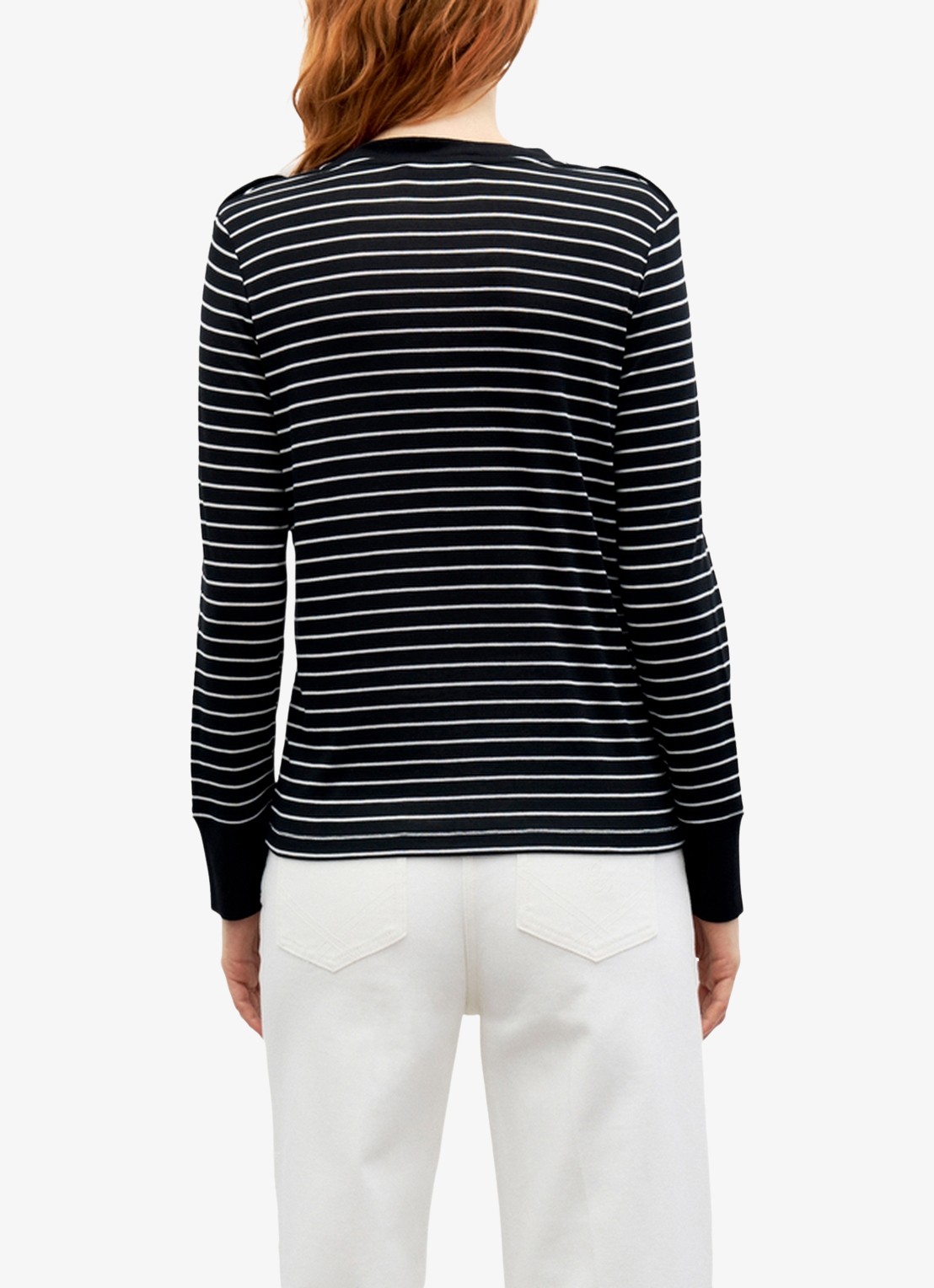 Gerard Darel Belia longsleeve in wolblend met streepprint - achterkant zwart