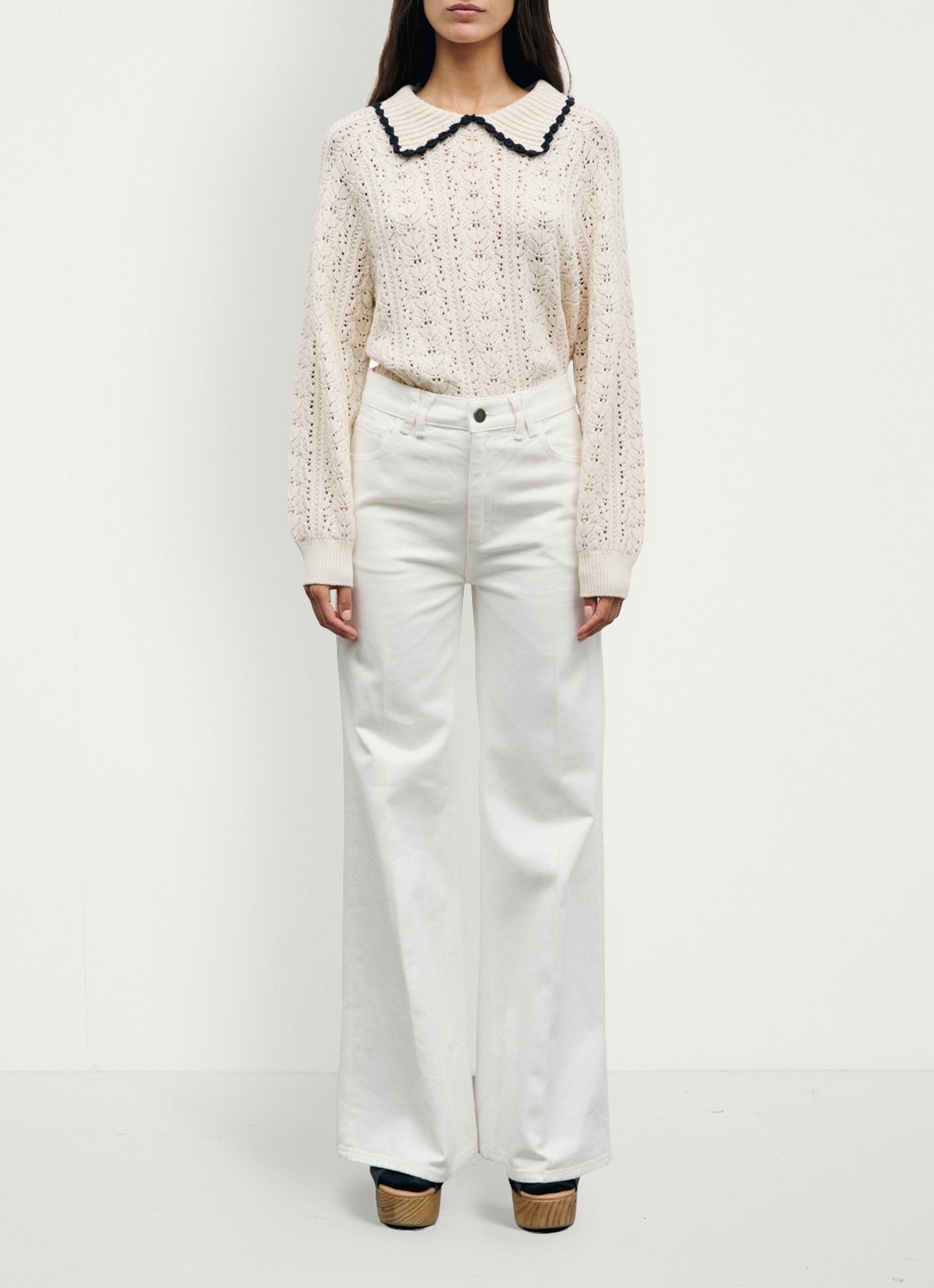 Gerard Darel Bianca high waist flared fit jeans met gekleurde wassing - voorkant 2 wit