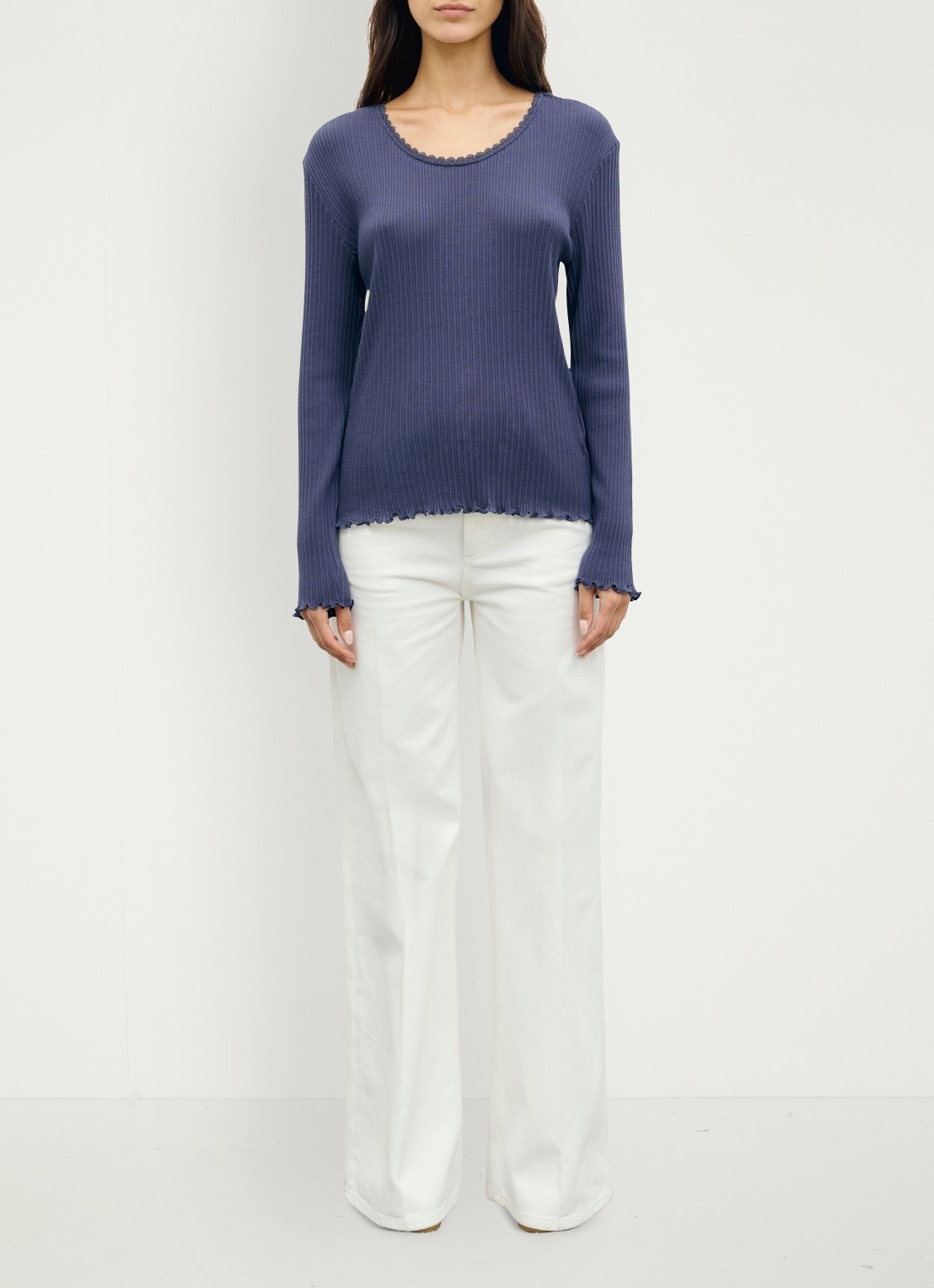 Gerard Darel Bona longsleeve met kant - voorkant 2 indigo