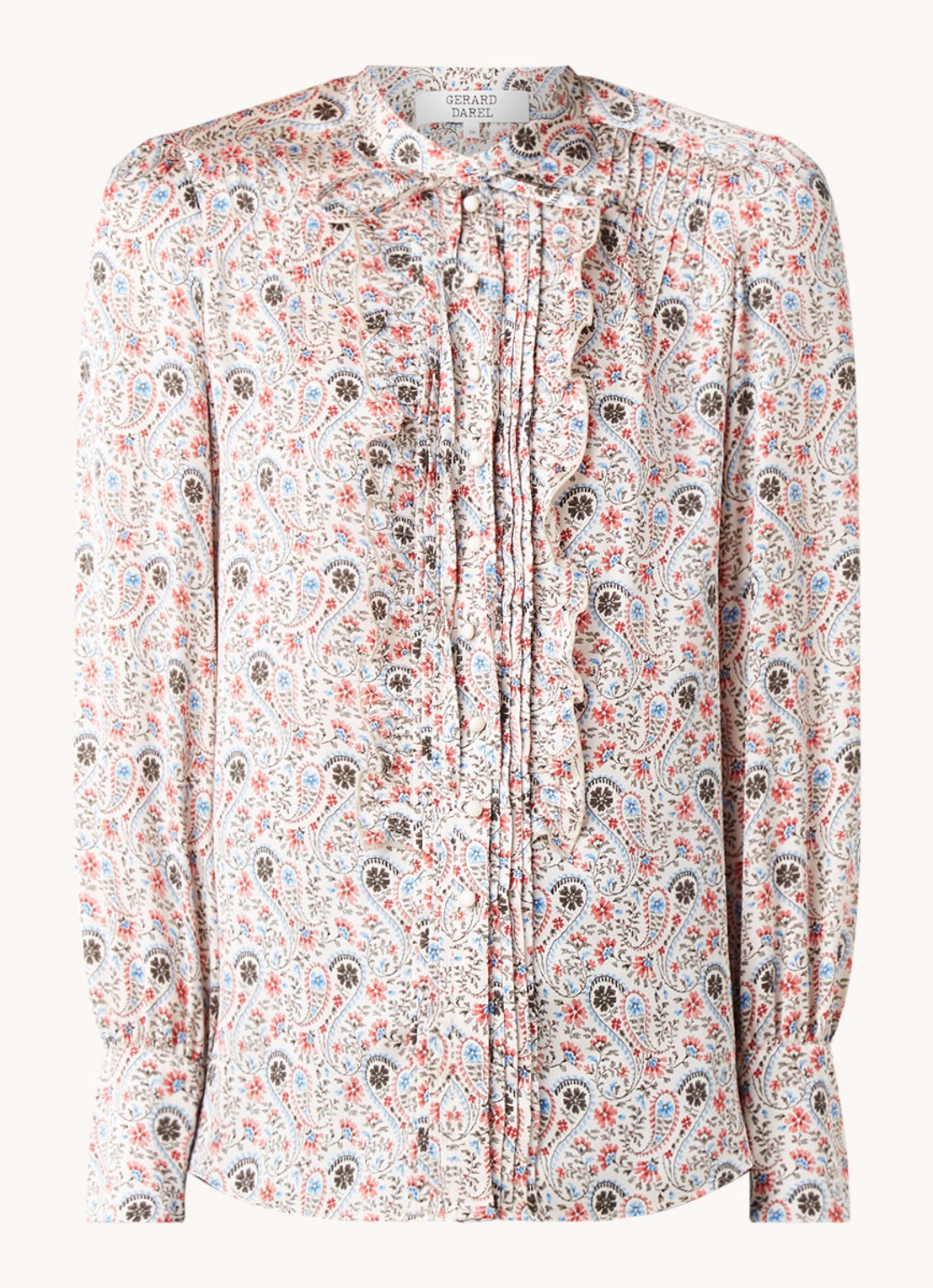 Gerard Darel Calicia blouse met paisley dessin en strikkraag - voorkant 2 blauw