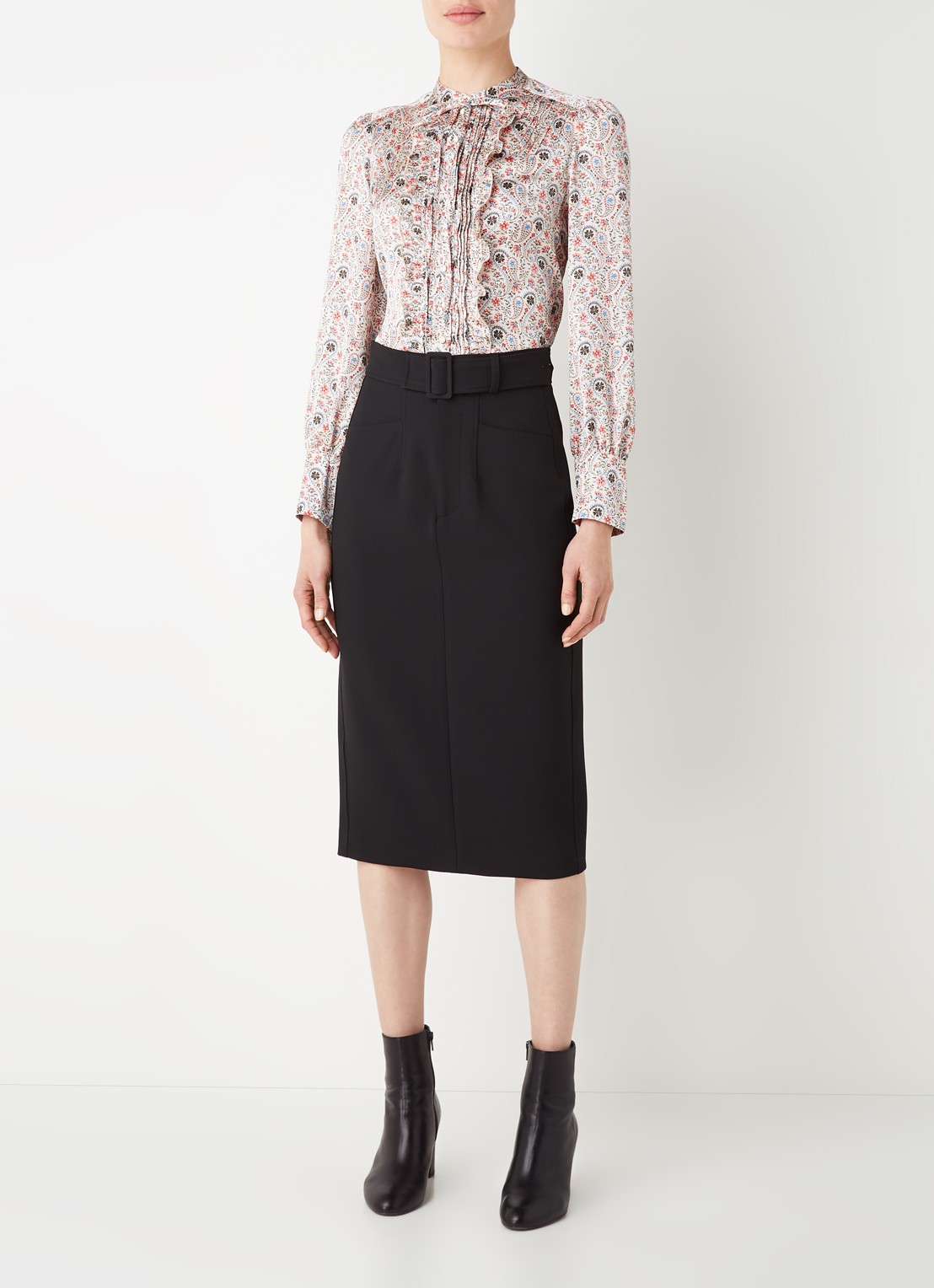 Gerard Darel Calicia blouse met paisley dessin en strikkraag - voorkant 3 blauw