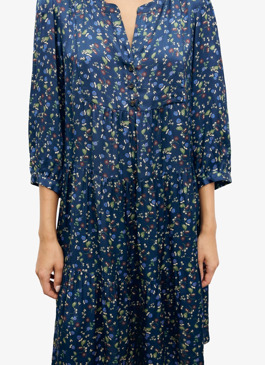 Gerard Darel Caly midi jurk met bloemenprint - detail 4 blauw