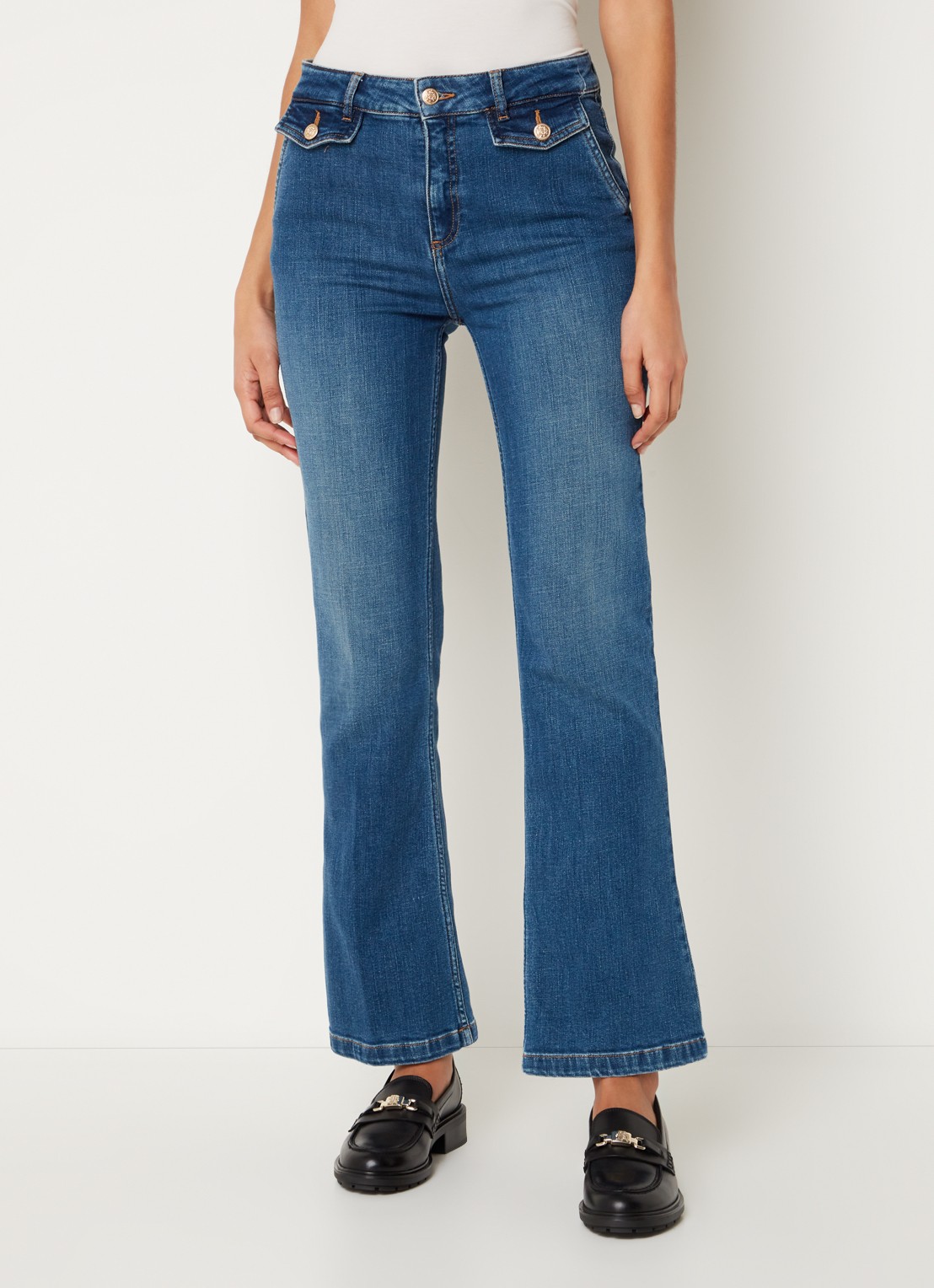 Gerard Darel Camy high waist bootcut jeans met medium wassing - detail indigo