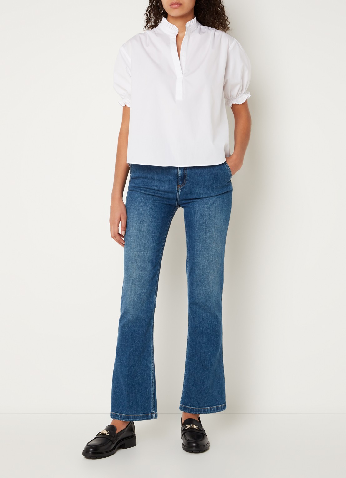 Gerard Darel Camy high waist bootcut jeans met medium wassing - voorkant 4 indigo