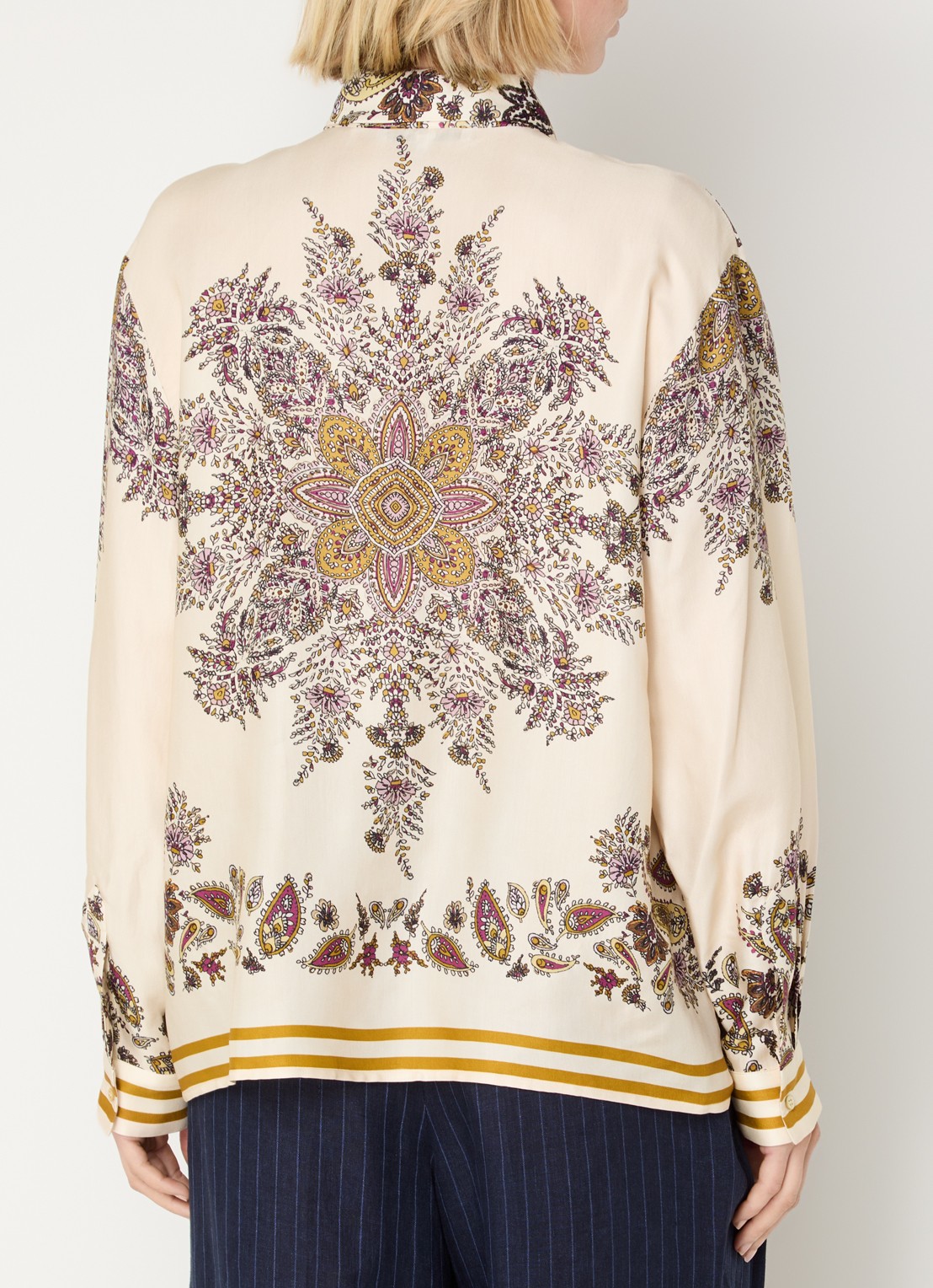 Gerard Darel Canna blouse van satijn met print - achterkant 4 beige
