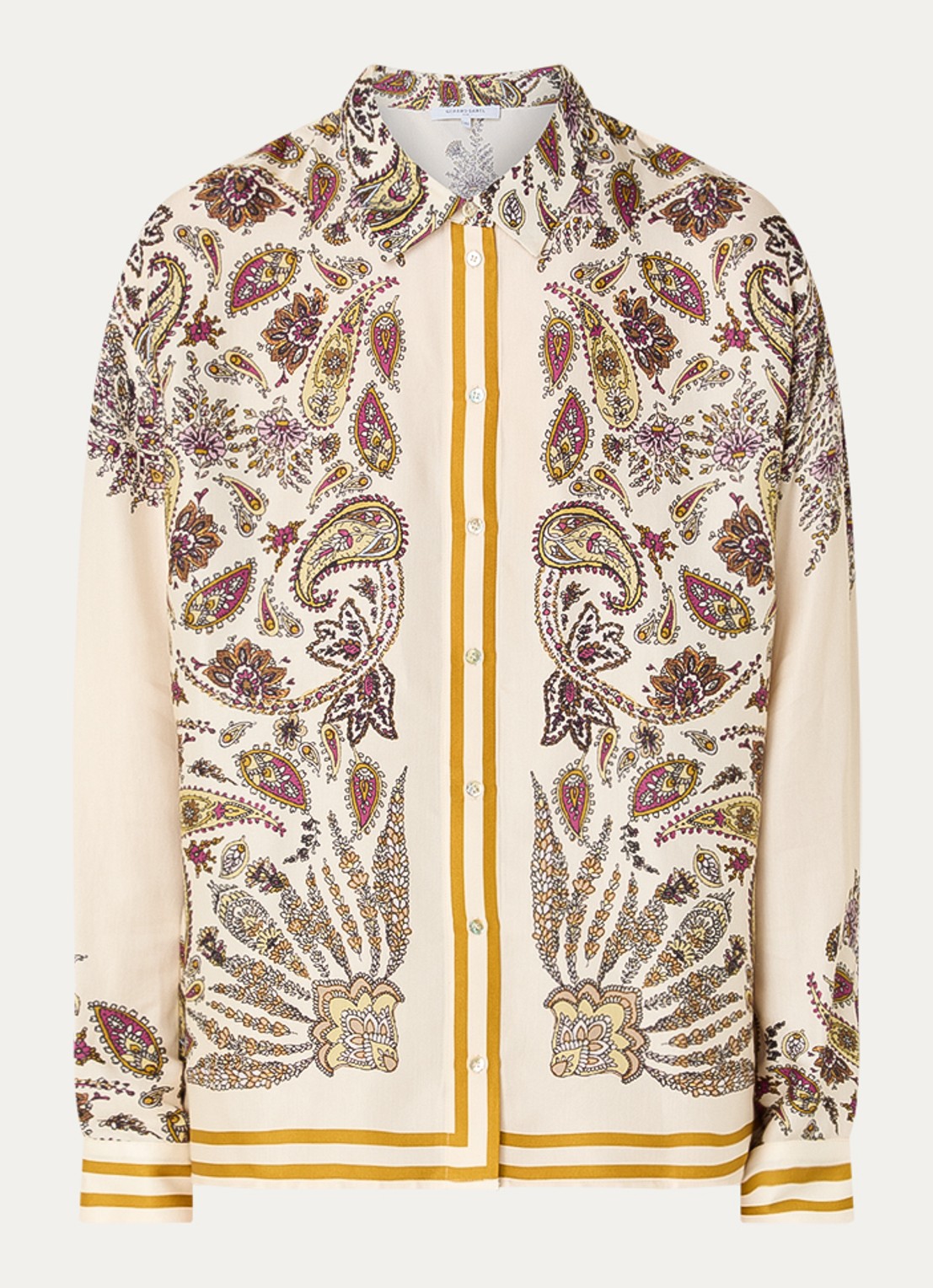 Gerard Darel Canna blouse van satijn met print - voorkant beige