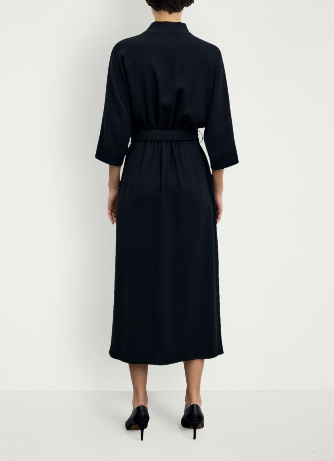 Gerard Darel Capu midi jurk met ceintuur - achterkant 5 zwart