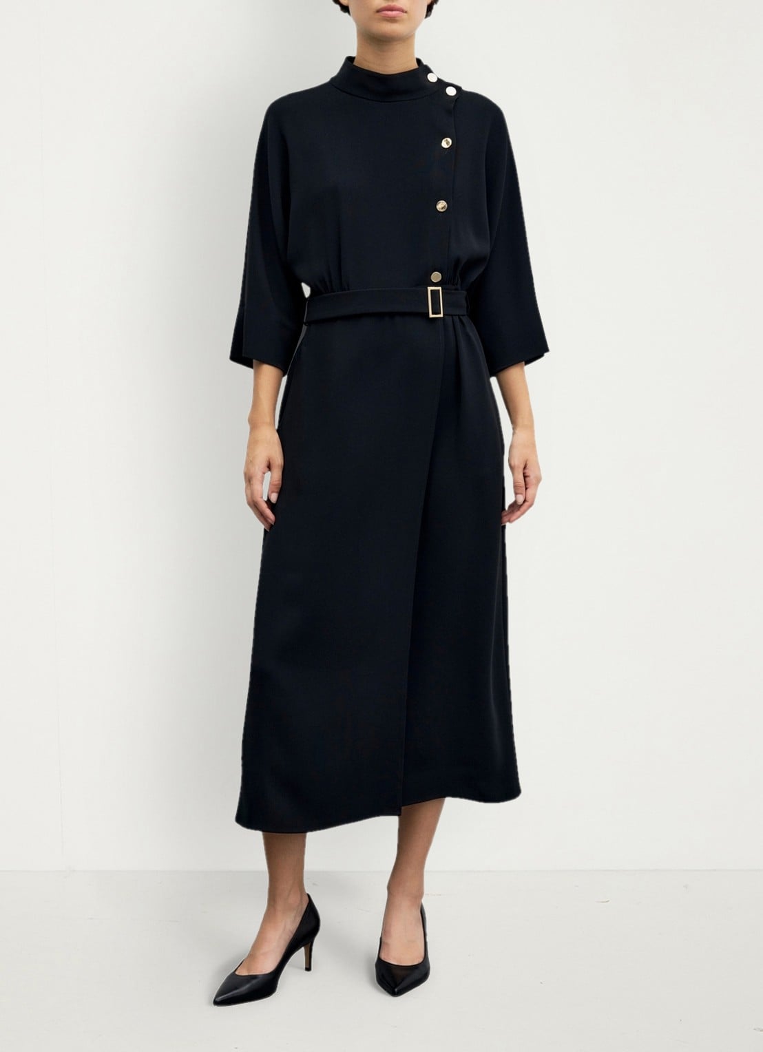 Gerard Darel Capu midi jurk met ceintuur - detail 4 zwart