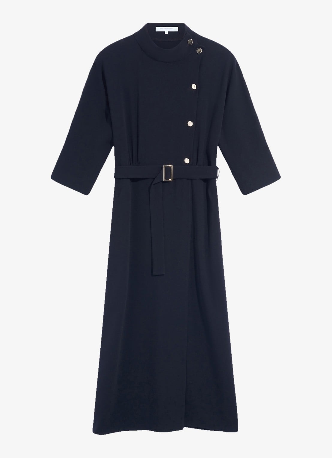 Gerard Darel Capu midi jurk met ceintuur - voorkant zwart