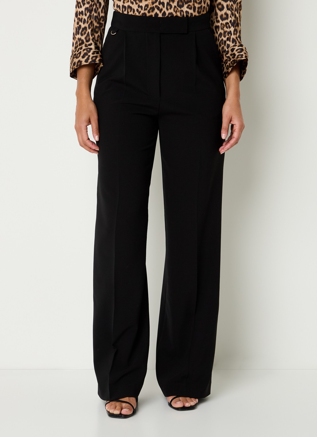 Gerard Darel Caro high waist wide fit pantalon met steekzakken - detail zwart