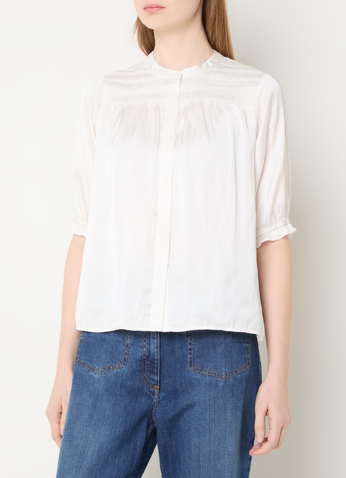 Gerard Darel Catrine blouse van satijn - detail 2 creme