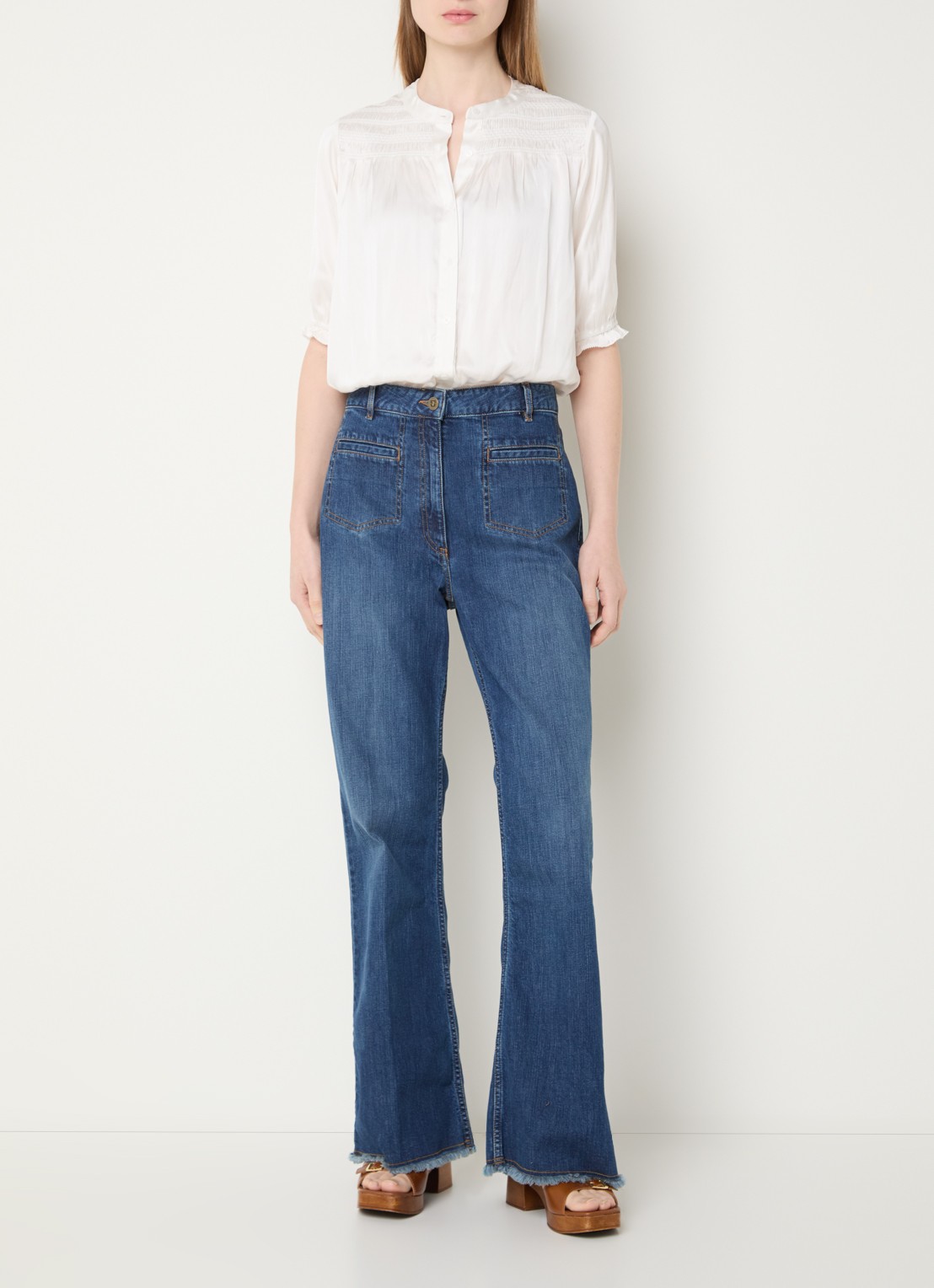 Gerard Darel Catrine blouse van satijn - voorkant 4 creme