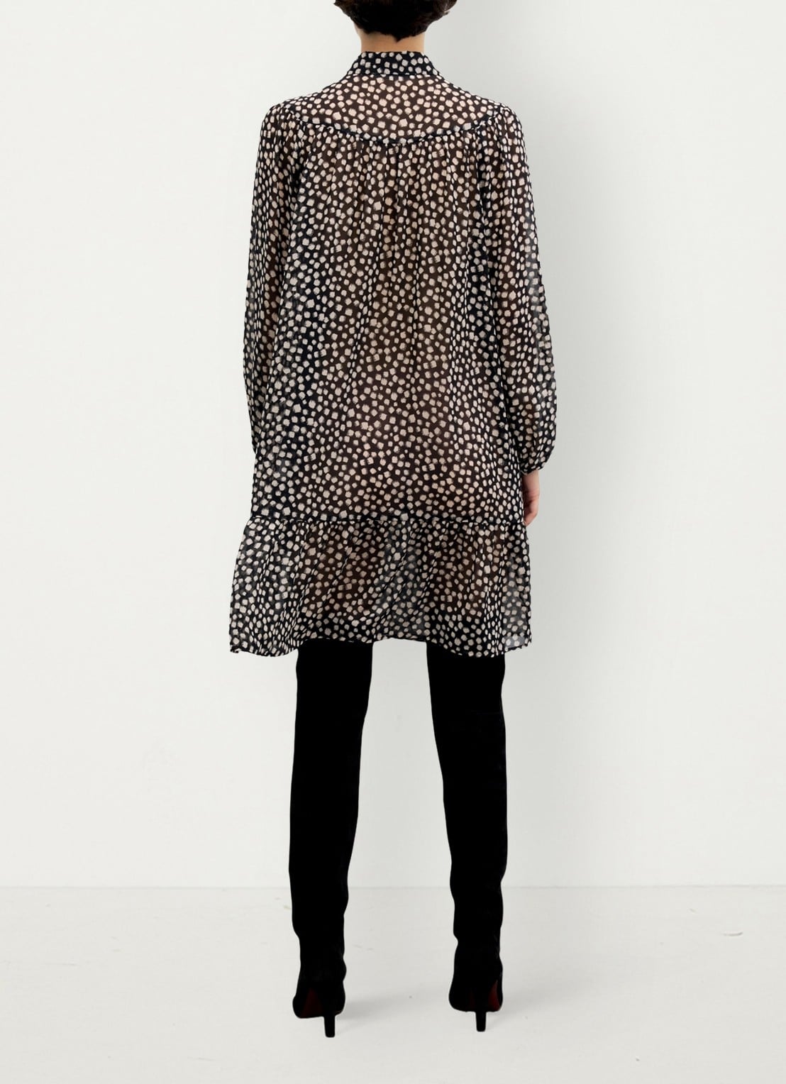 Gerard Darel Celest midi blousejurk met print - achterkant zwart