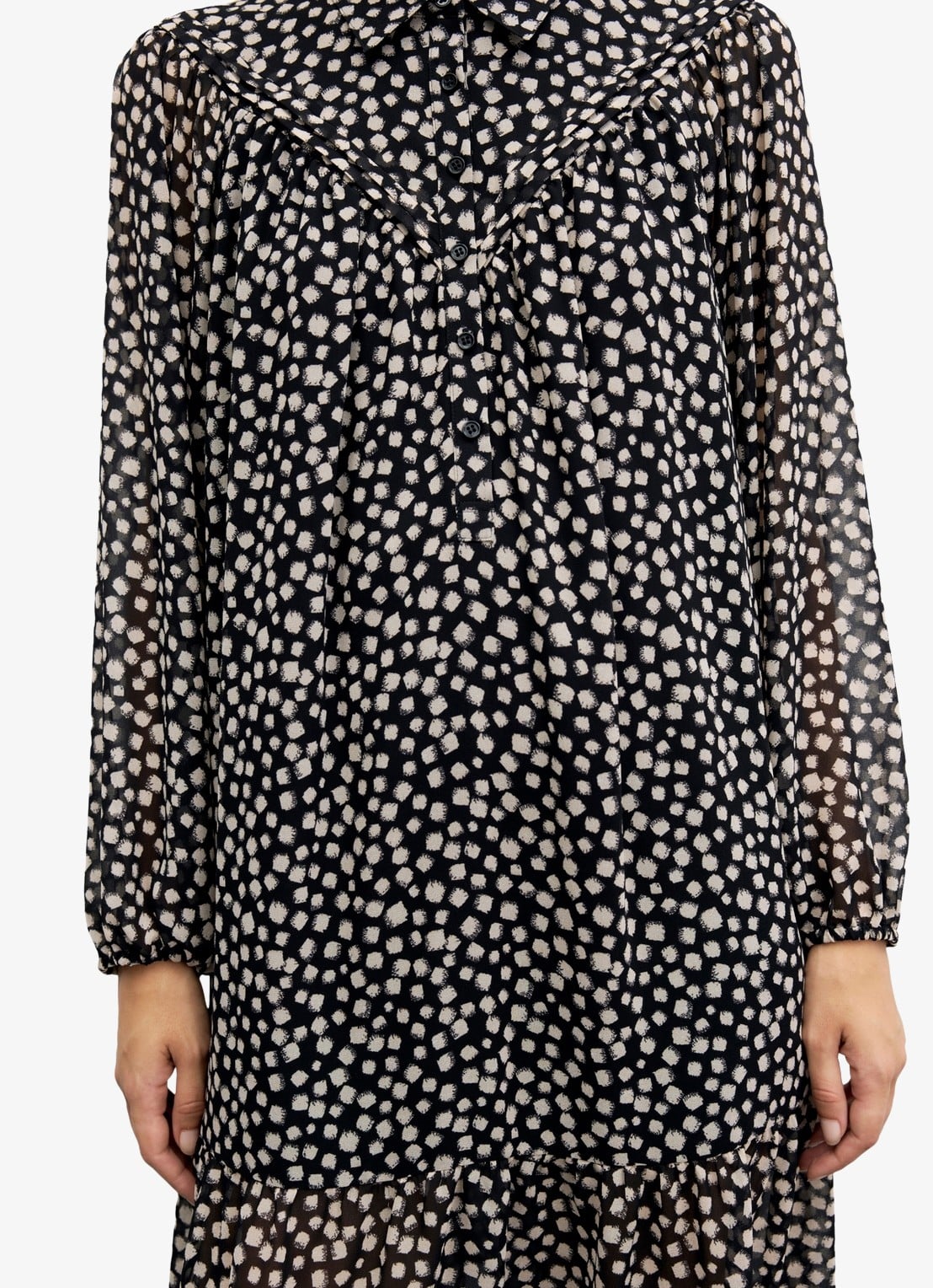 Gerard Darel Celest midi blousejurk met print - detail 2 zwart