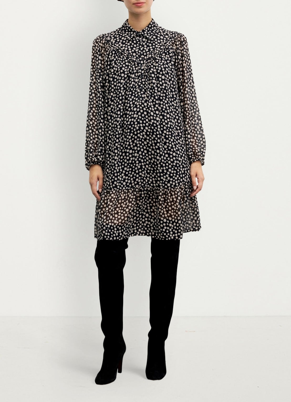 Gerard Darel Celest midi blousejurk met print - detail 3 zwart