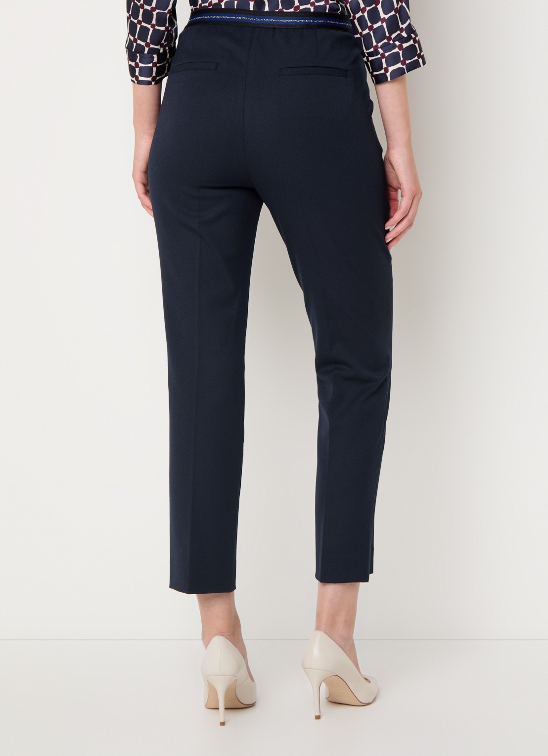Gerard Darel Celia high waist slim fit cropped pantalon met steekzakken - achterkant 2 donkerblauw