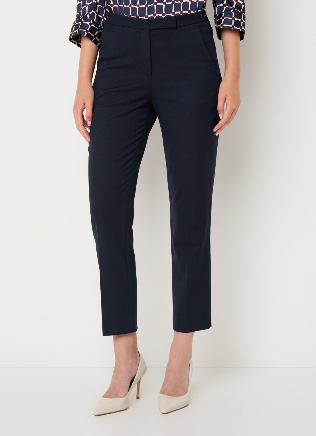 Gerard Darel Celia high waist slim fit cropped pantalon met steekzakken - detail donkerblauw