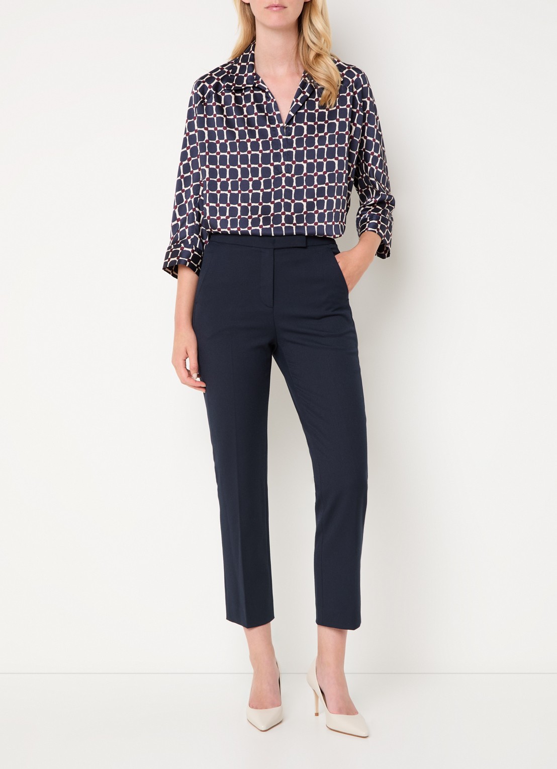 Gerard Darel Celia high waist slim fit cropped pantalon met steekzakken - voorkant 4 donkerblauw