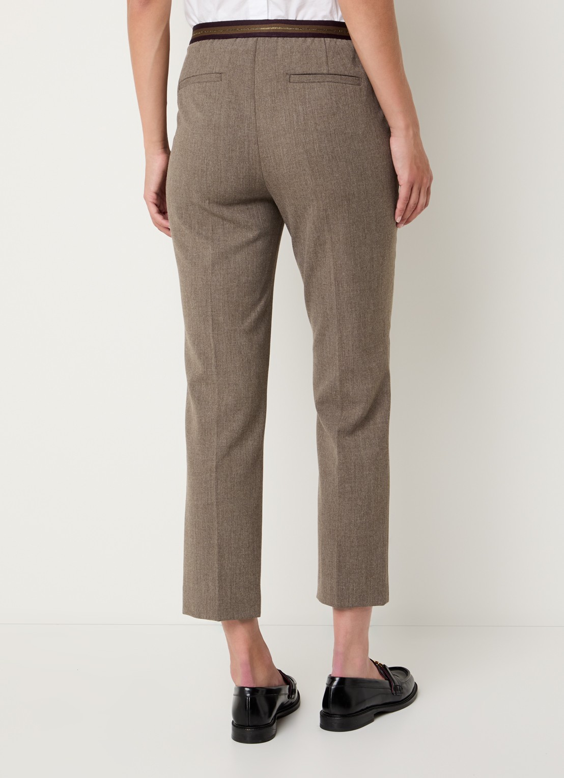 Gerard Darel Celia high waist slim fit cropped pantalon met steekzakken - achterkant donkerbeige