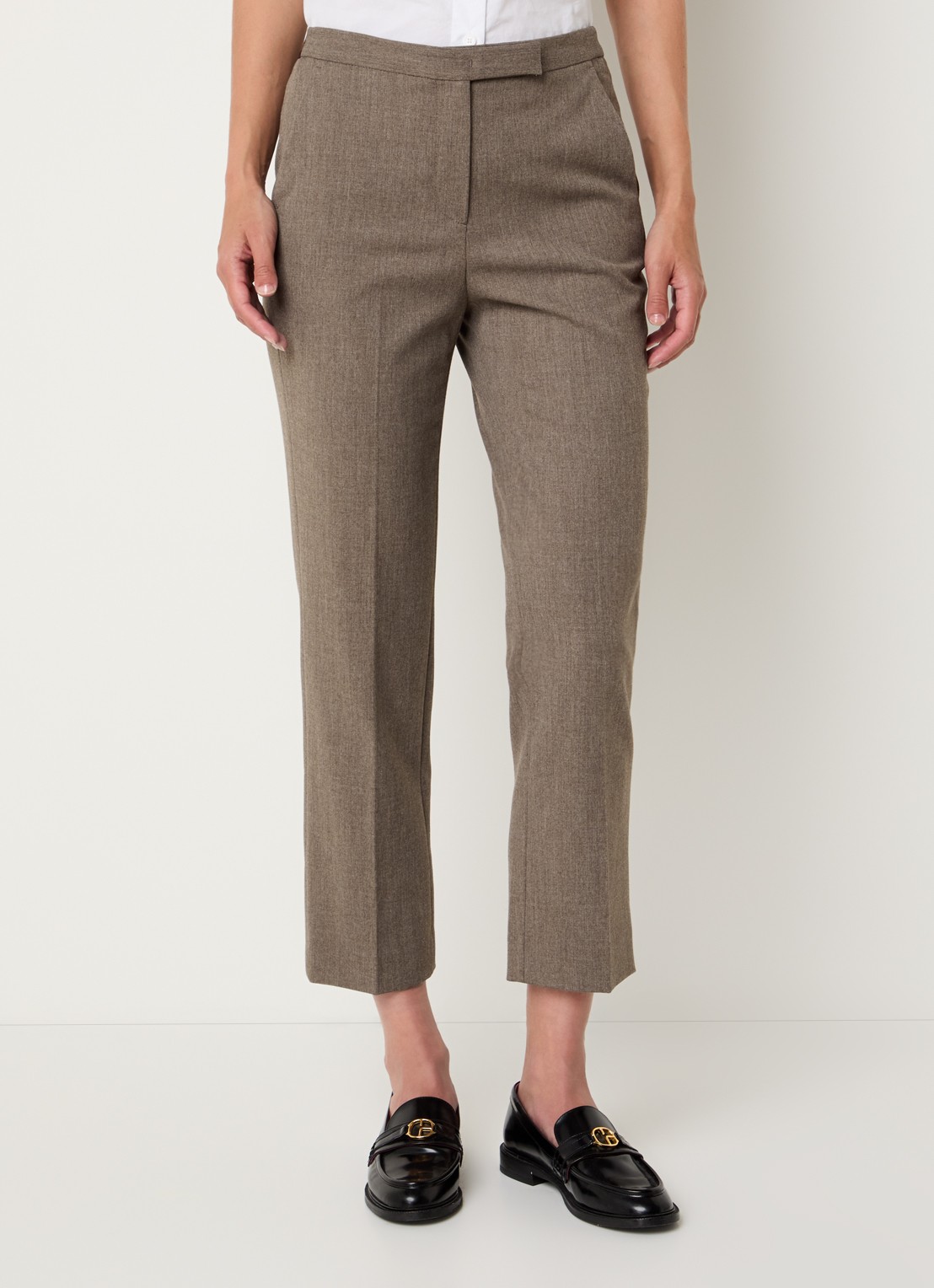 Gerard Darel Celia high waist slim fit cropped pantalon met steekzakken - detail 4 donkerbeige