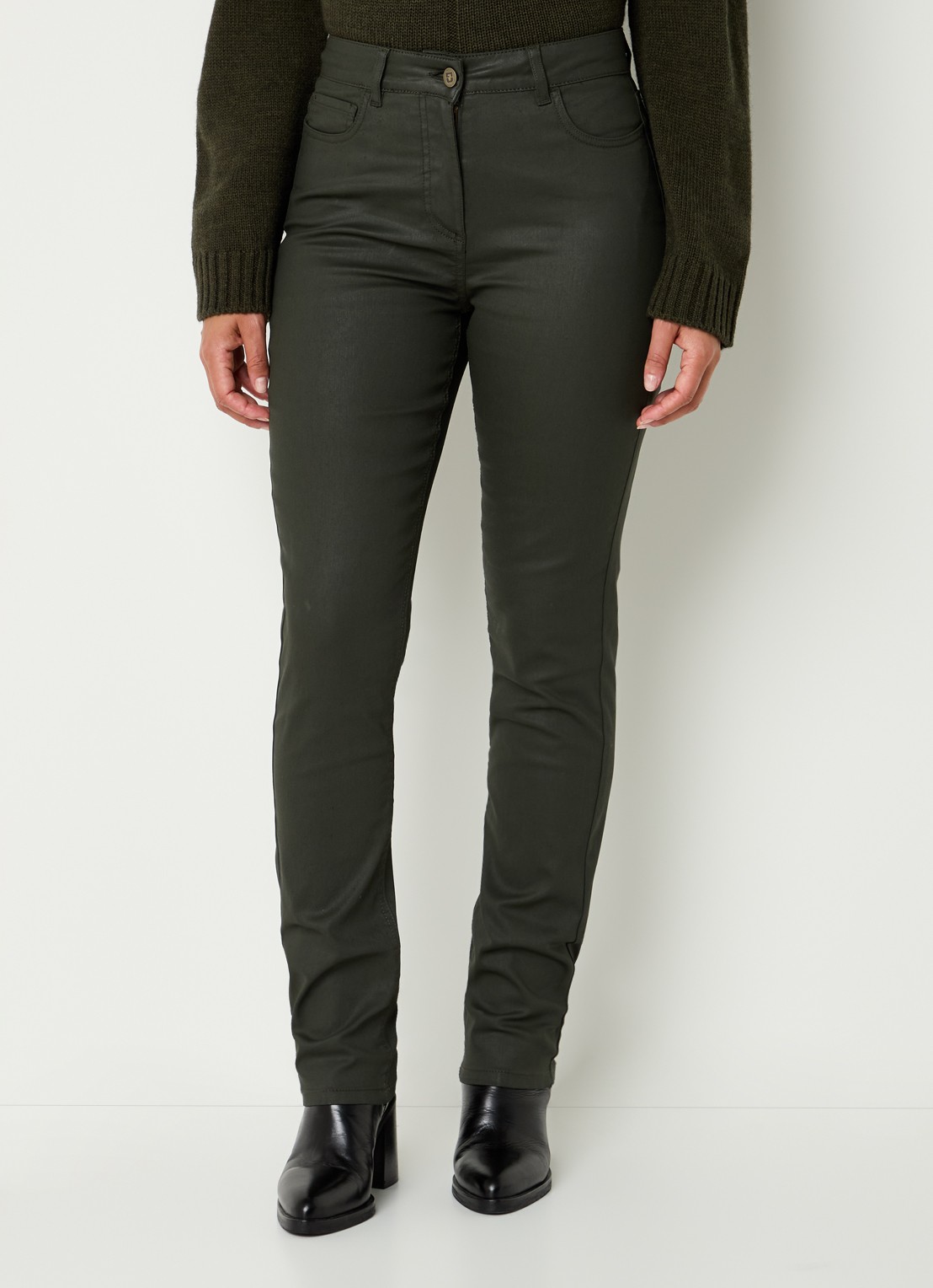 Gerard Darel Celine high waist slim fit jeans van imitatieleer - detail 3 khaki