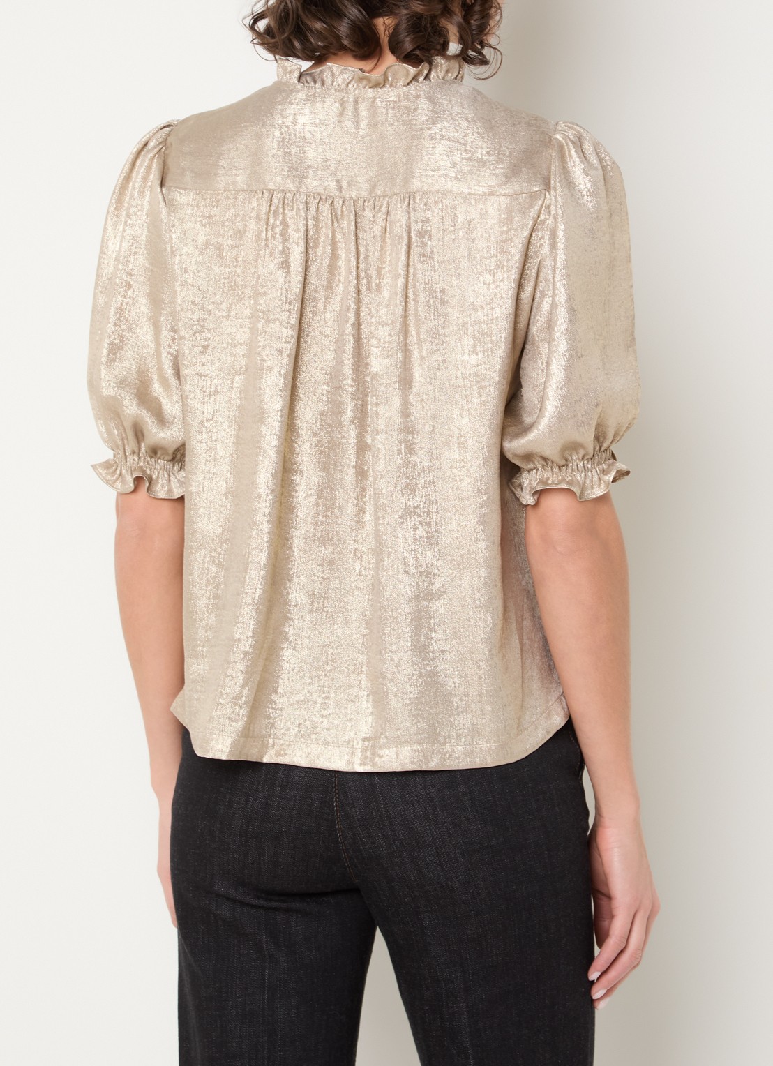 Gerard Darel Ceva tuniek met ballonmouw en met metallic finish - achterkant 3 goud
