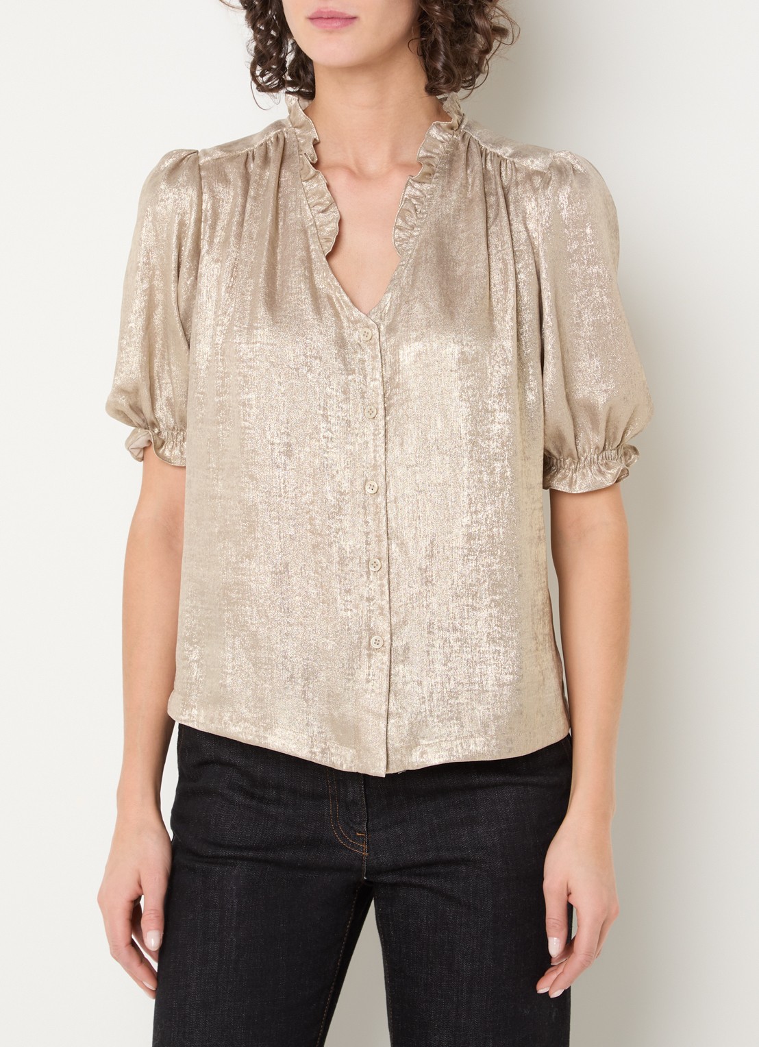 Gerard Darel Ceva tuniek met ballonmouw en met metallic finish - detail 4 goud