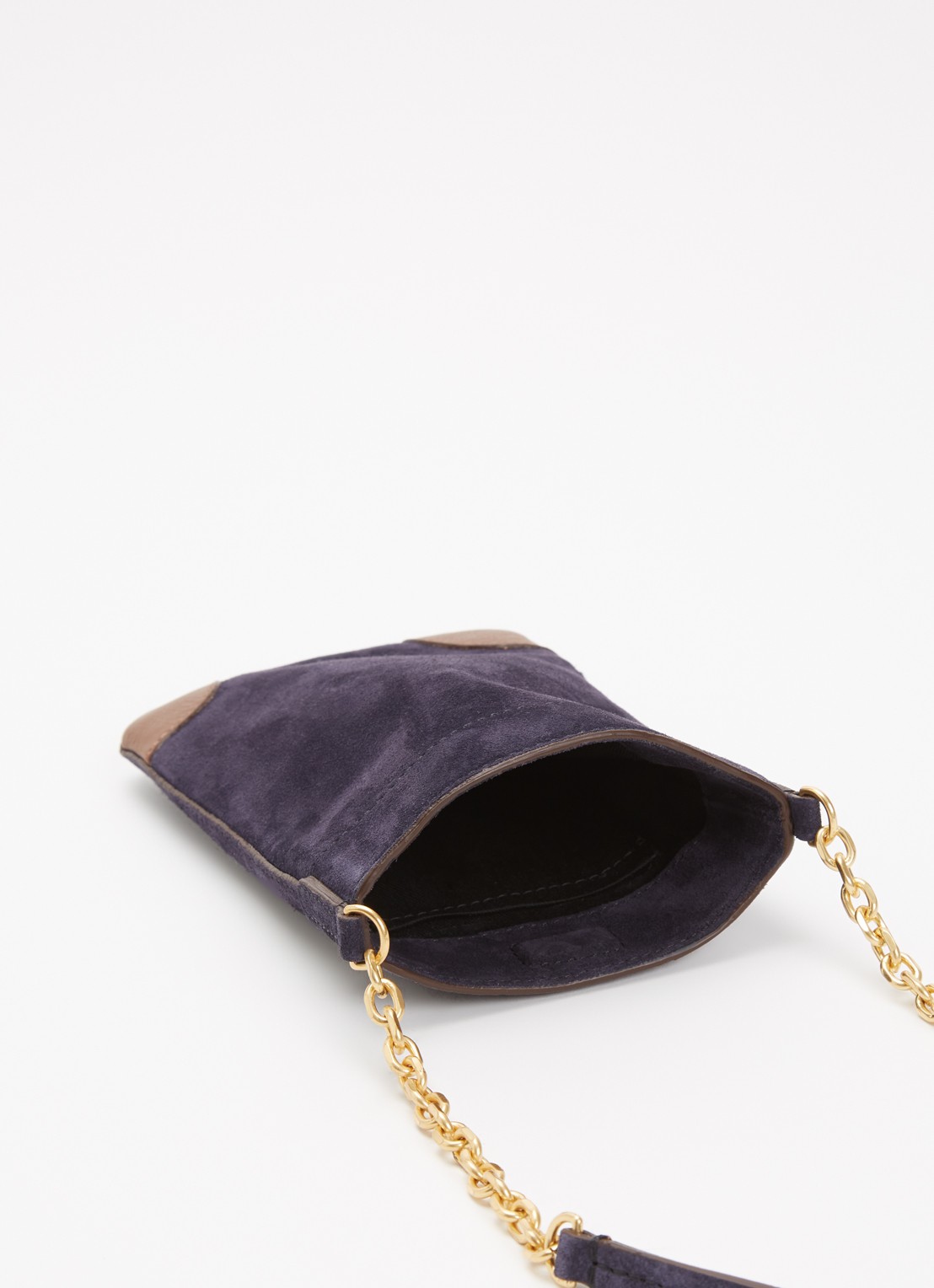Gerard Darel Charlotte crossbody telefoonhoes van suède - voorkant 2 donkerblauw