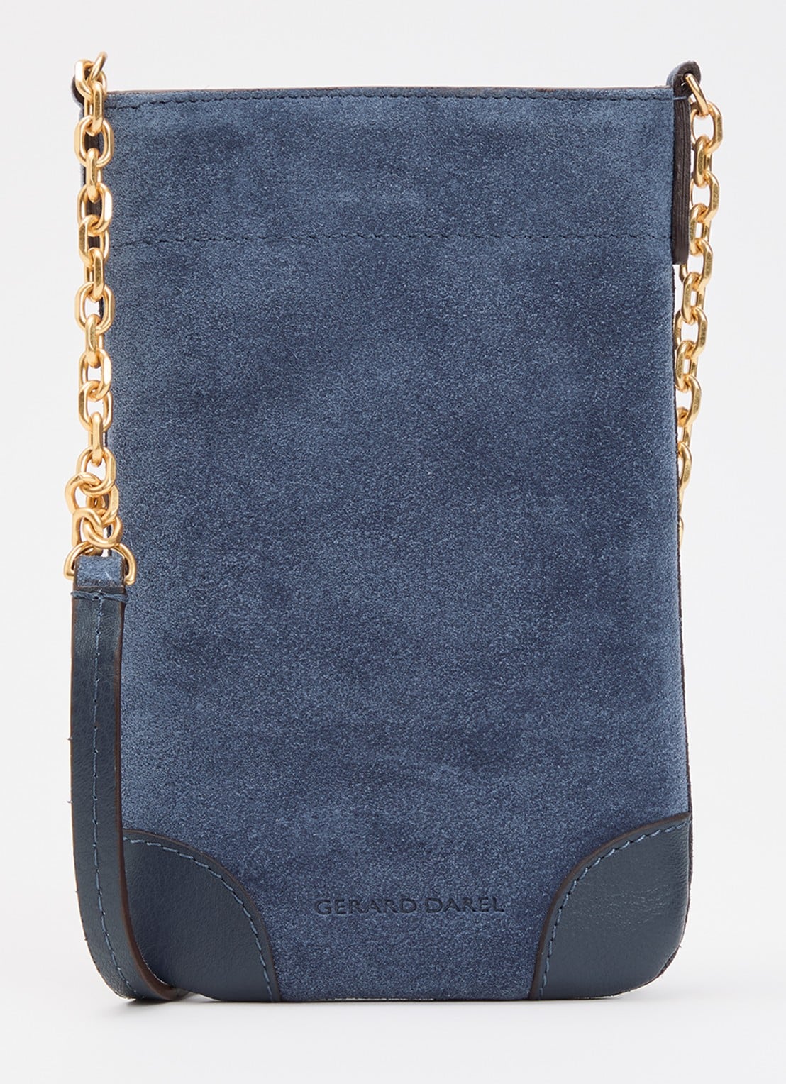 Gerard Darel Charlotte schoudertas van suéde met details van leer - voorkant blauw
