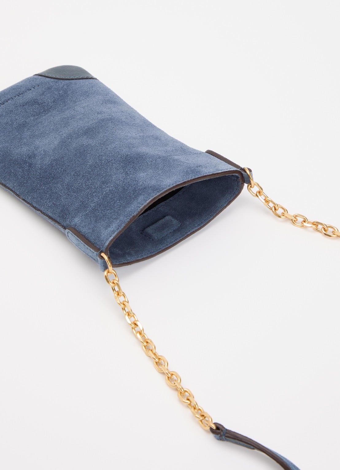 Gerard Darel Charlotte schoudertas van suéde met details van leer - voorkant 2 blauw