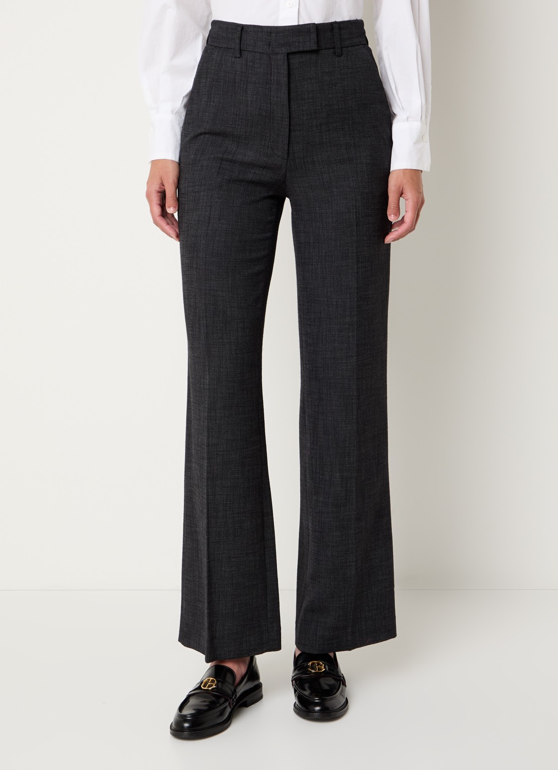 Gerard Darel Cherie high waist flared fit pantalon met steekzakken - detail antraciet