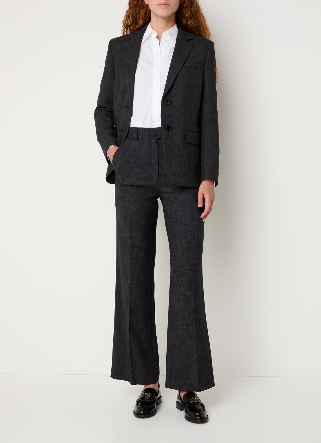 Gerard Darel Cherie high waist flared fit pantalon met steekzakken - voorkant 4 antraciet