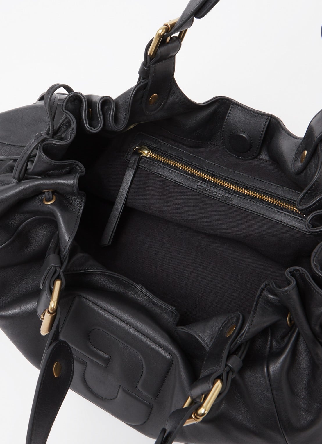 Gerard Darel Chiara handtas van leer met logo - detail 3 zwart