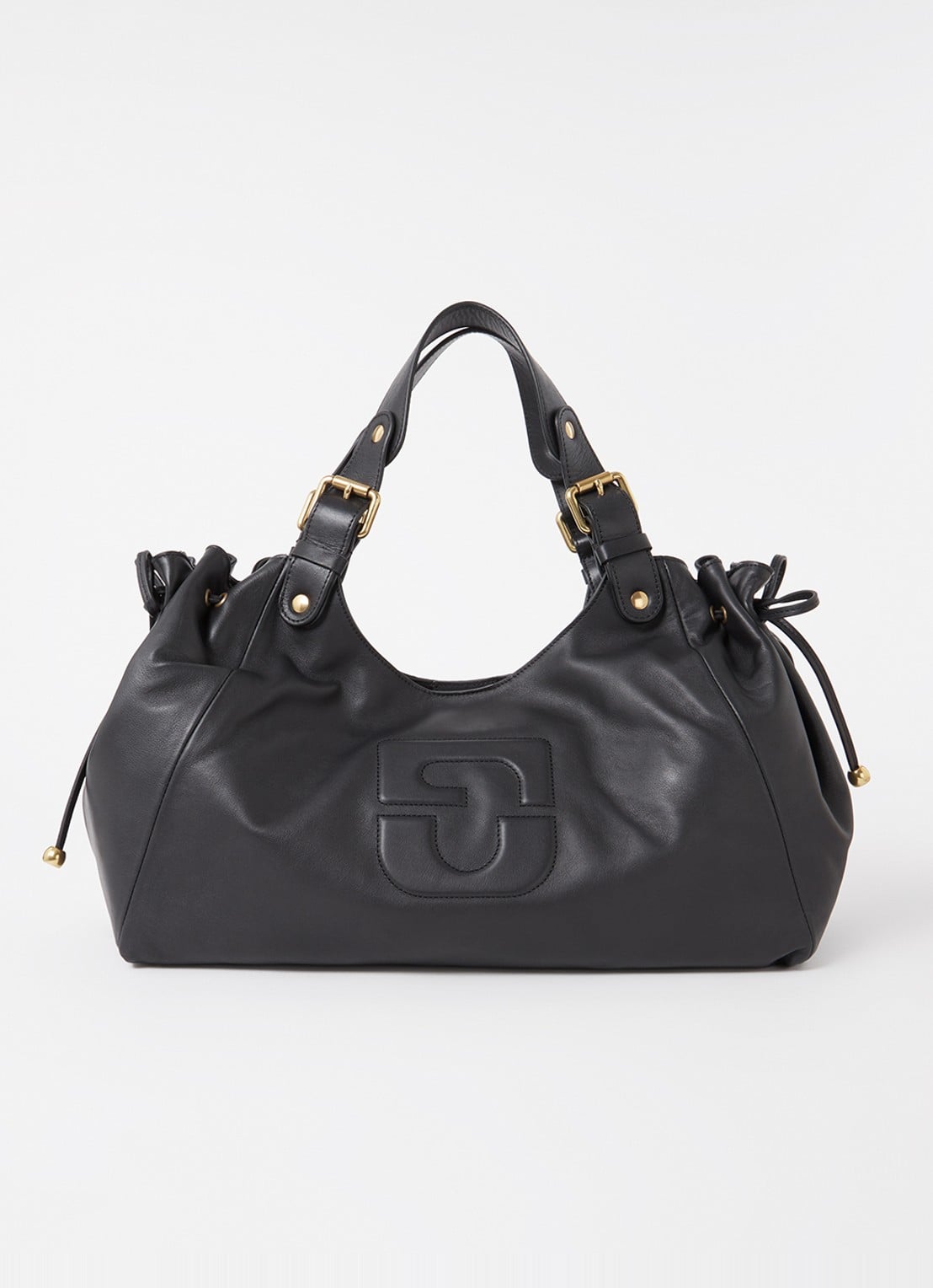 Gerard Darel Chiara handtas van leer met logo - voorkant 2 zwart