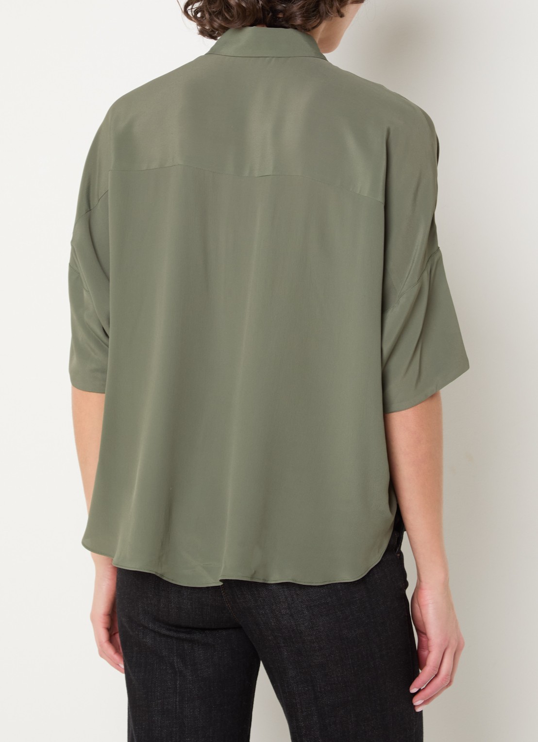 Gerard Darel Cirae oversized blouse in zijdeblend - achterkant bronsgroen