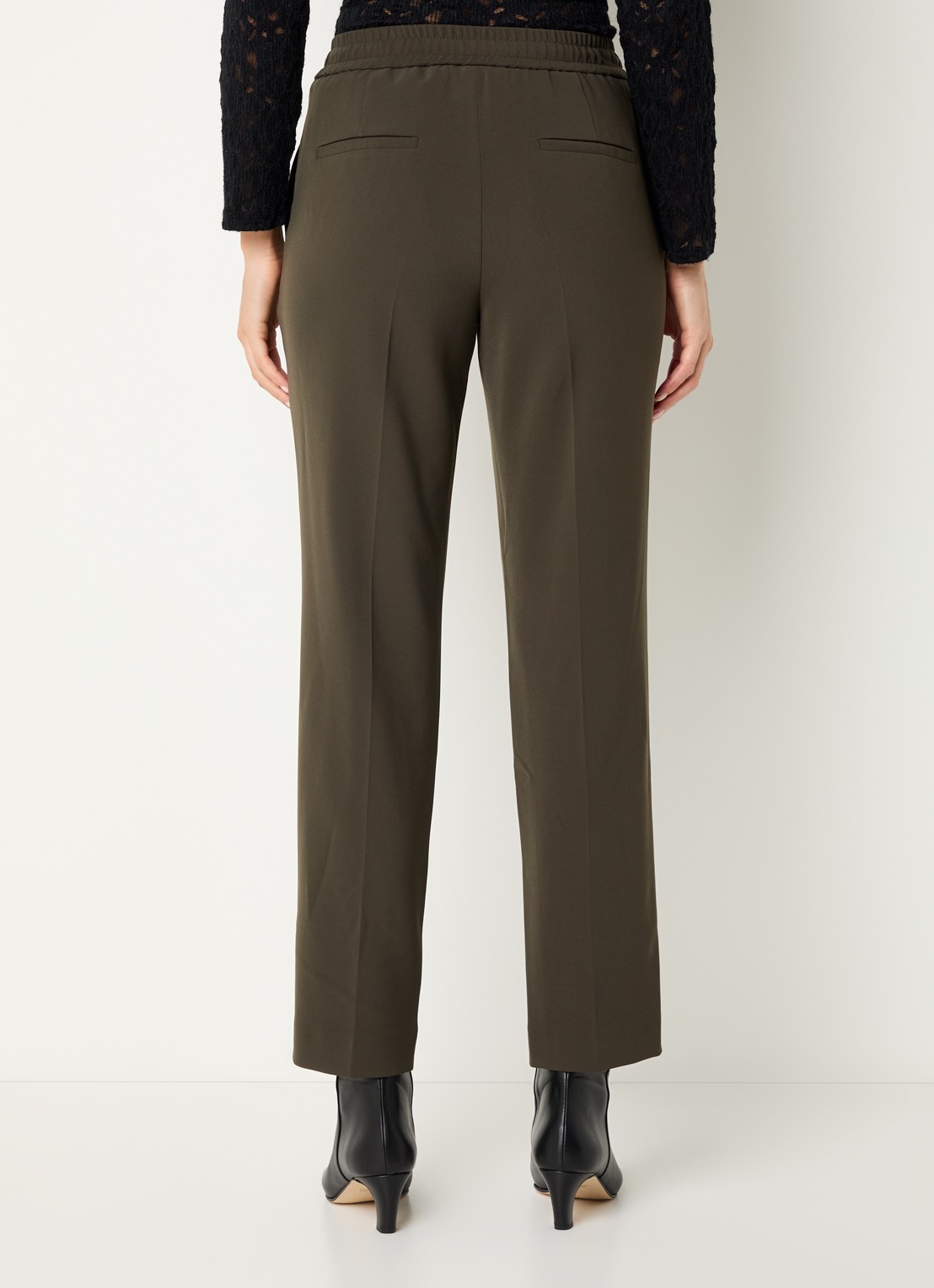 Gerard Darel Clarael high waist cropped straight leg broek met stretch  - achterkant 3 legergroen