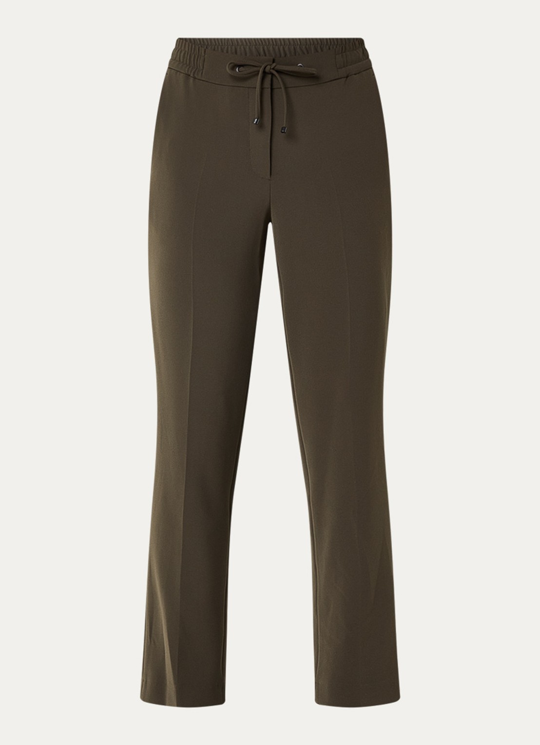 Gerard Darel Clarael high waist cropped straight leg broek met stretch  - voorkant legergroen