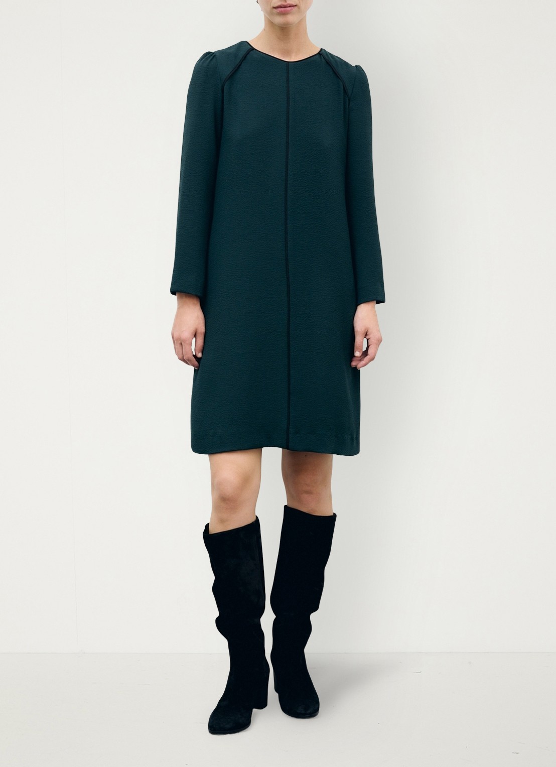Gerard Darel Clare midi jurk van crêpe - detail donkergroen
