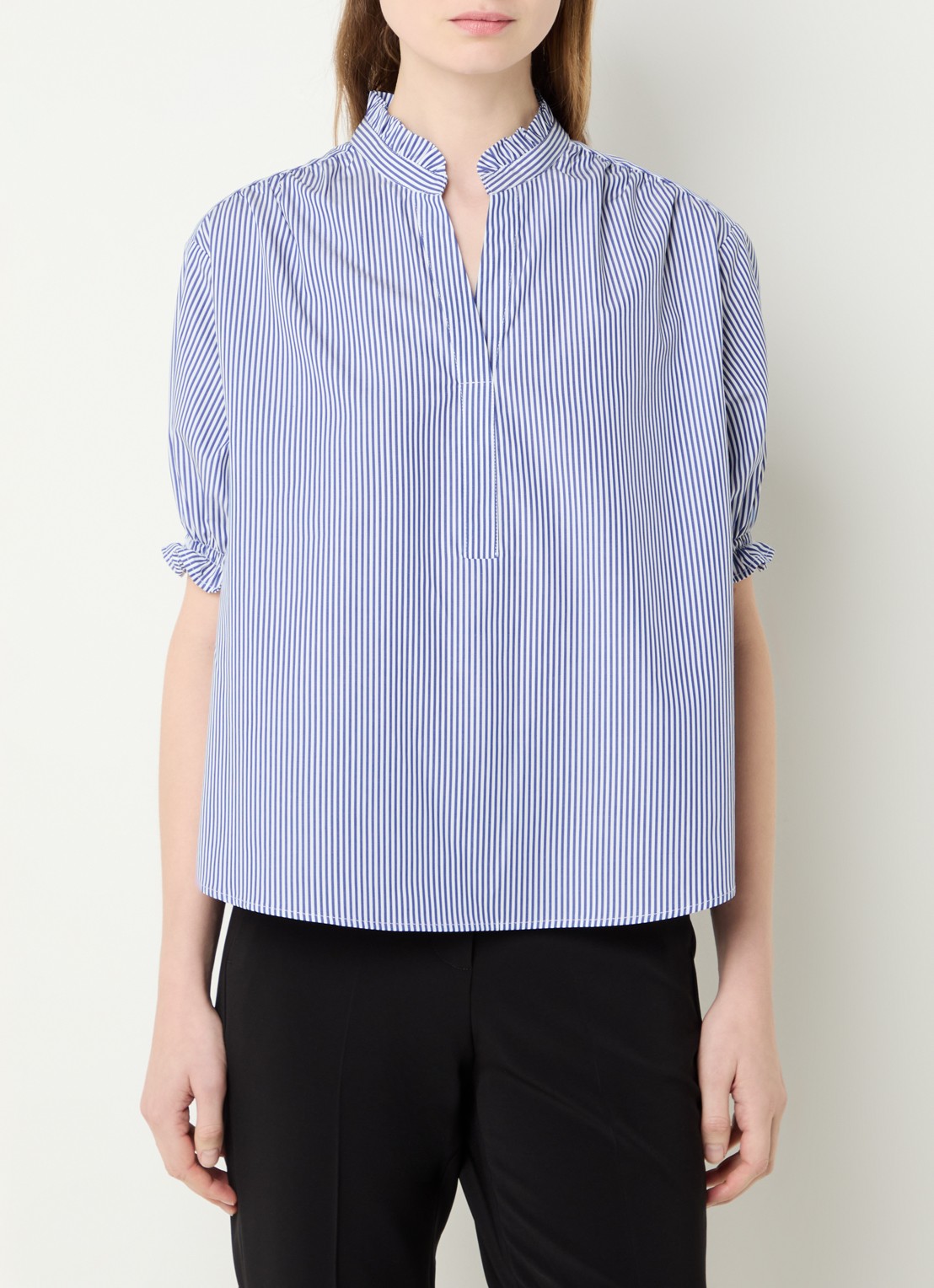 Gerard Darel Clee tuniek met streepprint - detail 4 staalblauw
