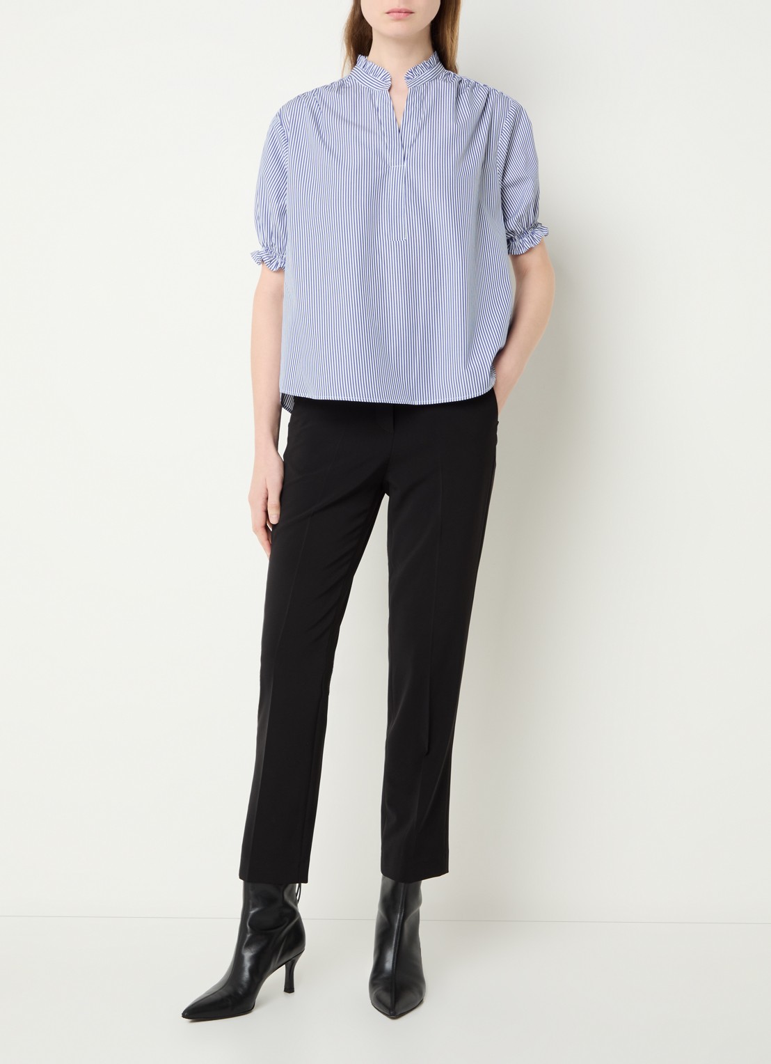 Gerard Darel Clee tuniek met streepprint - voorkant 3 staalblauw