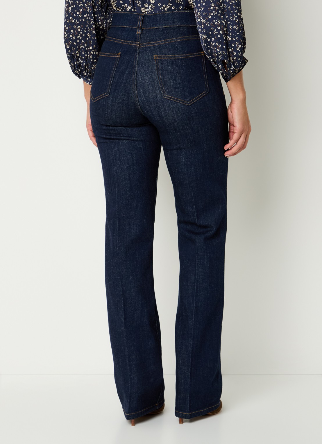 Gerard Darel Clema high waist straight fit jeans met stretch - achterkant donkerblauw