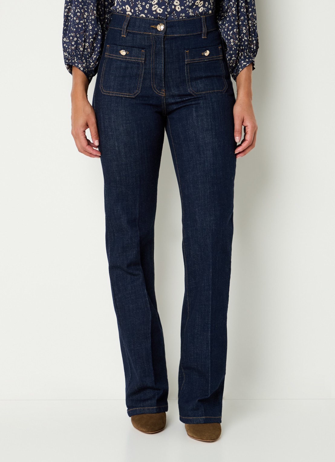 Gerard Darel Clema high waist straight fit jeans met stretch - detail 4 donkerblauw