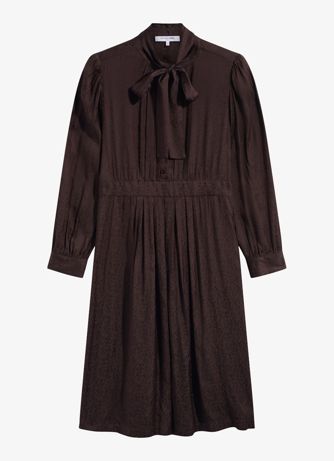 Gerard Darel Cleme midi jurk met jaquard dessin - voorkant donkerbruin