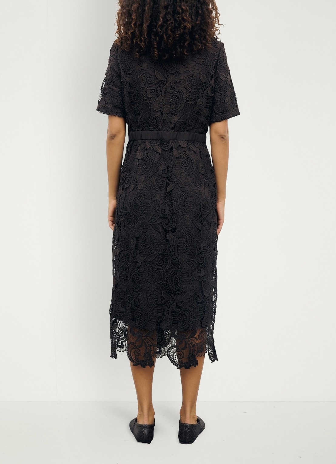 Gerard Darel Cloth midi blousejurk van kant - achterkant donkerbruin