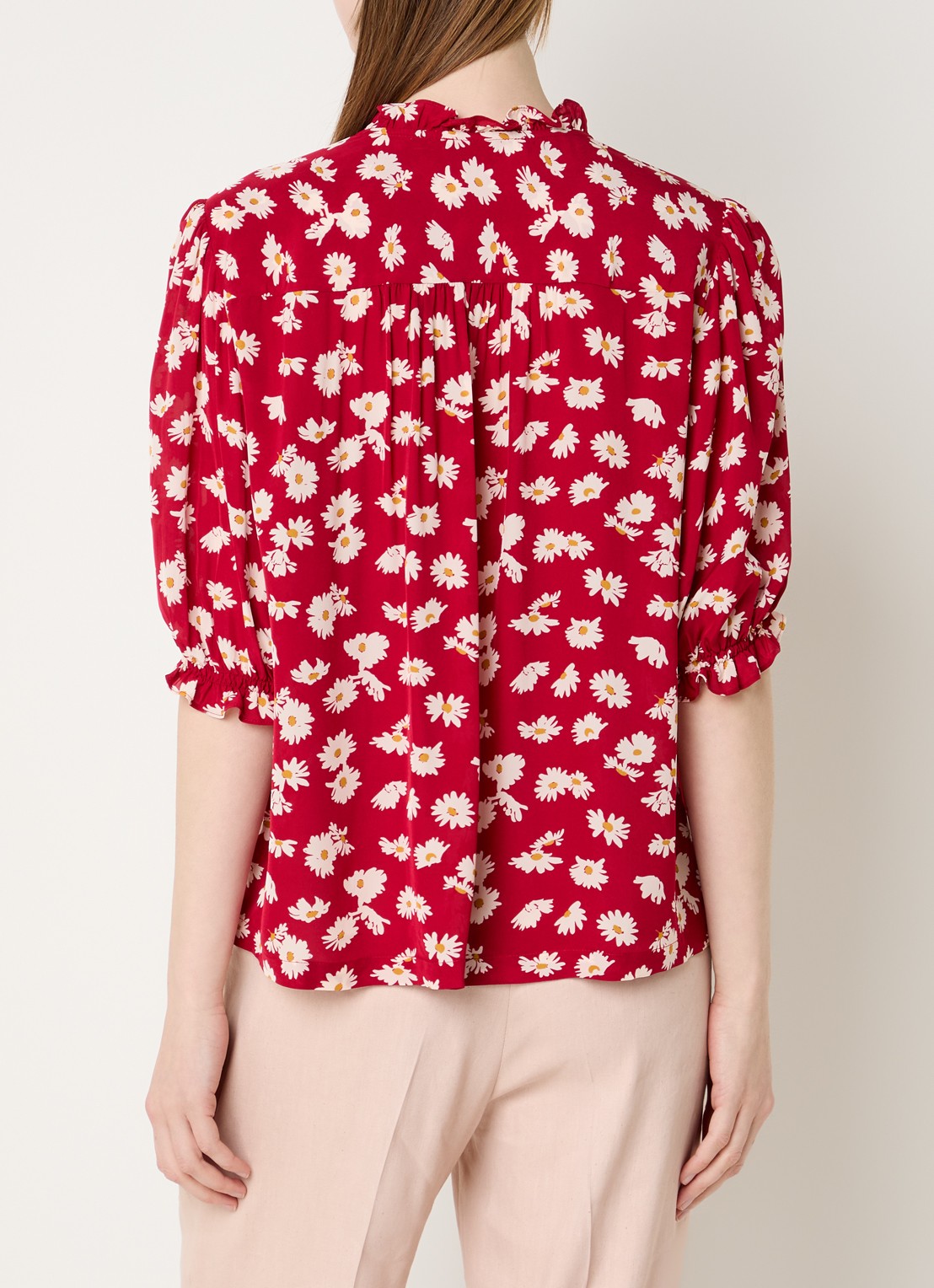Gerard Darel Clyah blouse met bloemenprint - achterkant 4 rood