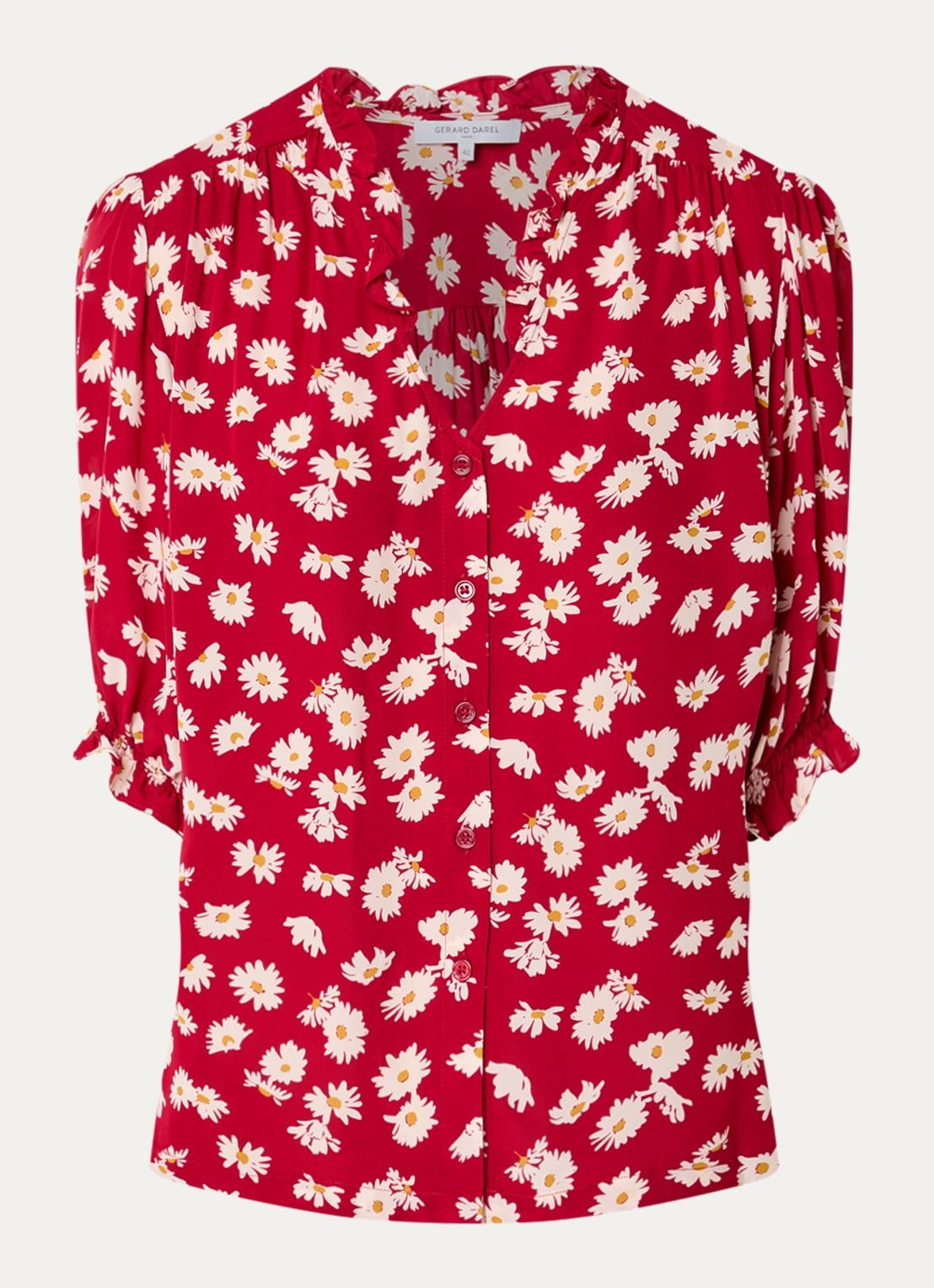 Gerard Darel Clyah blouse met bloemenprint - voorkant rood