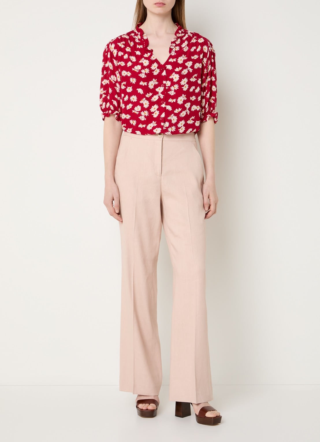 Gerard Darel Clyah blouse met bloemenprint - voorkant 2 rood