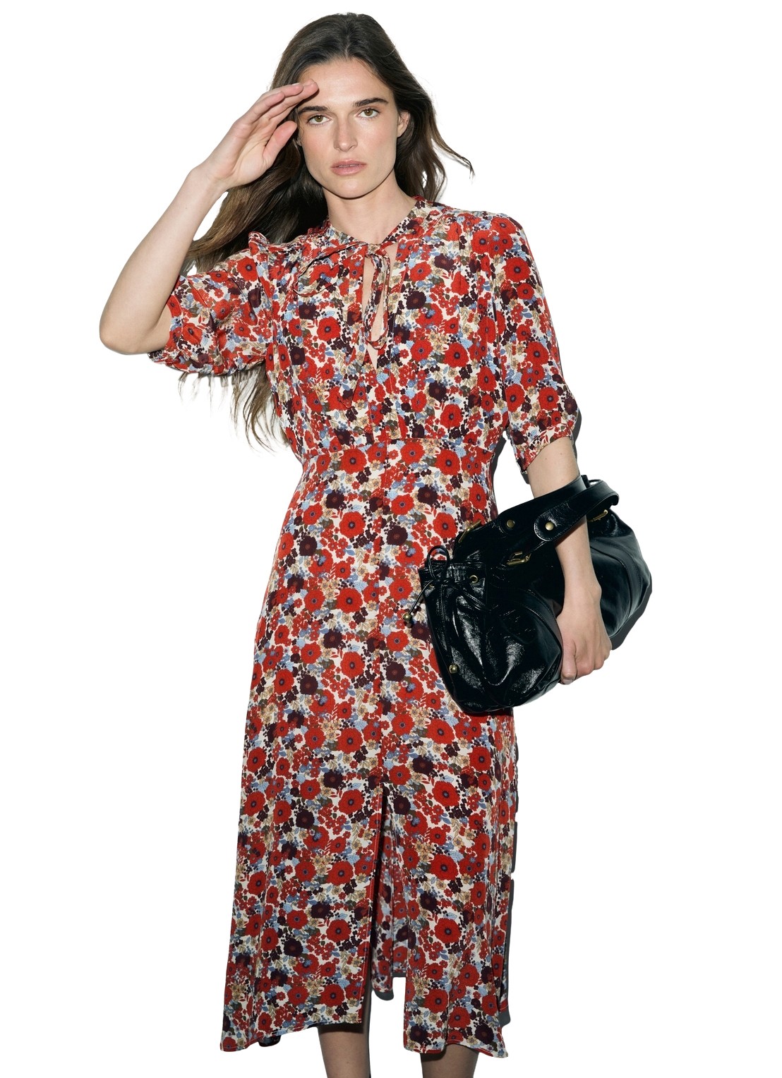 Gerard Darel Coco midi jurk met bloemenprint - detail 6 creme
